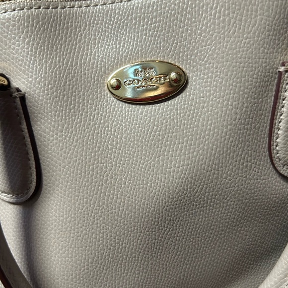 Coach Cora Domed Satchel Purse Leather Tote F34491 Grey Birch Chalk Bicolor - Picture 3 of 10